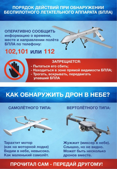 Порядок действий при обнаружении беспилотного летательного аппарата (БПЛА). Порядок действий при обнаружении беспилотного летательного аппарата (БПЛА).